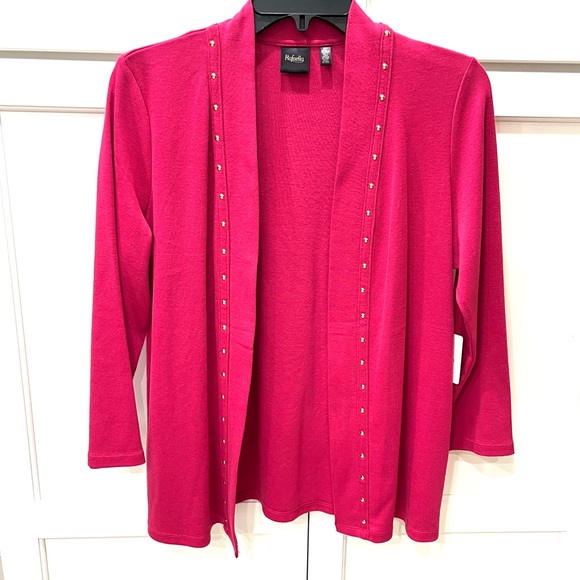 Sweater Raspberry Pink Rafaella with Studs Top Small Petite - Picture 5 of 9